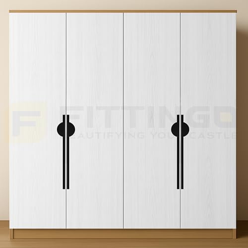 Image of Polo 48 cm Aluminum Wardrobe Handle /Black TT Finish /450mm Hole to Hole /Large Wardrobe & Cabinet Pull Handle for Home & Office /for Modern Interior - Pack of 1(Left)-| 3 Years Warranty |