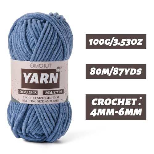 Image of Fluffy Chenille Yarn for Crocheting - Baby Yarn for Crocheting Soft Blanket - 3 Pack of 100g /(87.4yds) Crochet Amigurumi Chunky Yarns - Super Bulky 5 Velvet Yarns (3 Navy Blue)