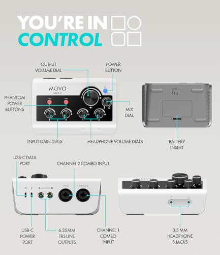 Image of Movo Portable Podcast Equipment Bundle for iPhone /Android Phones- Podcast Kit with Audio Interface, 2 CastMic Dynamic Mics, 2 Stands - For Smartphones, Computers (with Desk Stands)