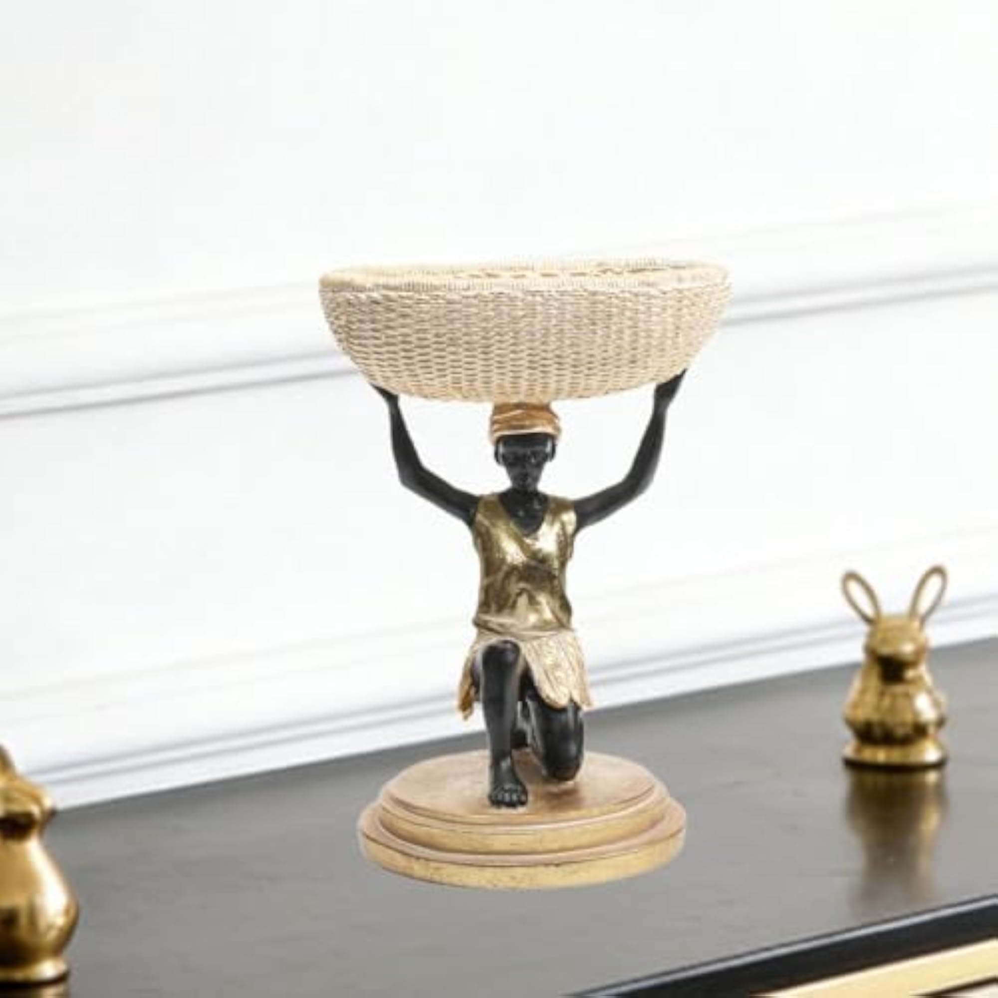 African Men Tray Figurine, Decorative Gift