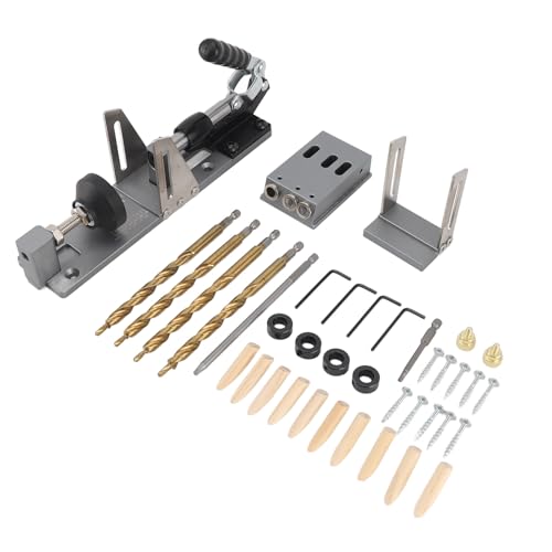 Kit de Plantilla de Agujero de Bolsillo de Aleación de Aluminio (10,4x2,4 Pulgadas) - Guía Precisa de Perforación Angular Ajustable, Herramienta para Carpintería y Gabinetes