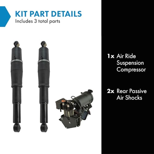 TRQ Air Suspension Kit 3 Piece Rear Compatible with 2007-2014 Cadillac Escalade ESV 2007-2013 EXT Chevrolet Avalanche Suburban 1500 Tahoe GMC Yukon XL - Thumbnail 2