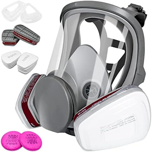 XINBTK 17 in 1 Full Face Respirator Mask Reusable - Gas Cover Organic Vapor Respirator with 2097 Filter & 6001 Replaceable