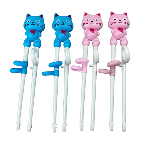 4 Paia Di Bacchette Per Principianti Bambini Con Supporto In Silicone - Design Scimmia, Coniglio, Elefante, Maiale, Per Destrorsi E Mancini, Lunghezza 18,5 Cm, Riutilizzabili - 2
