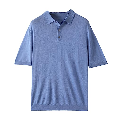 Pull en laine homme col polo t-shirt tricoté manches courtes haut vêtement d'été fin