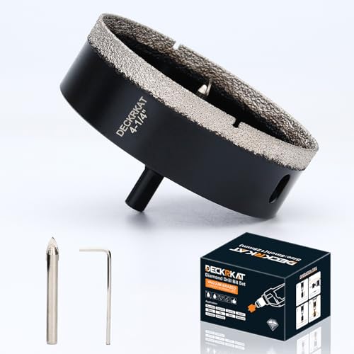 4-1/4 inch Diamond Hole-Saw Bits with Pilot Drill Bit -4-1/4\" Diamond Tipped Tile Hole Saws with Guiding Bit Accurate Drilling for Porcelain Tile Ceramic Pottery Granite Stone Glass Bottles 110mm.