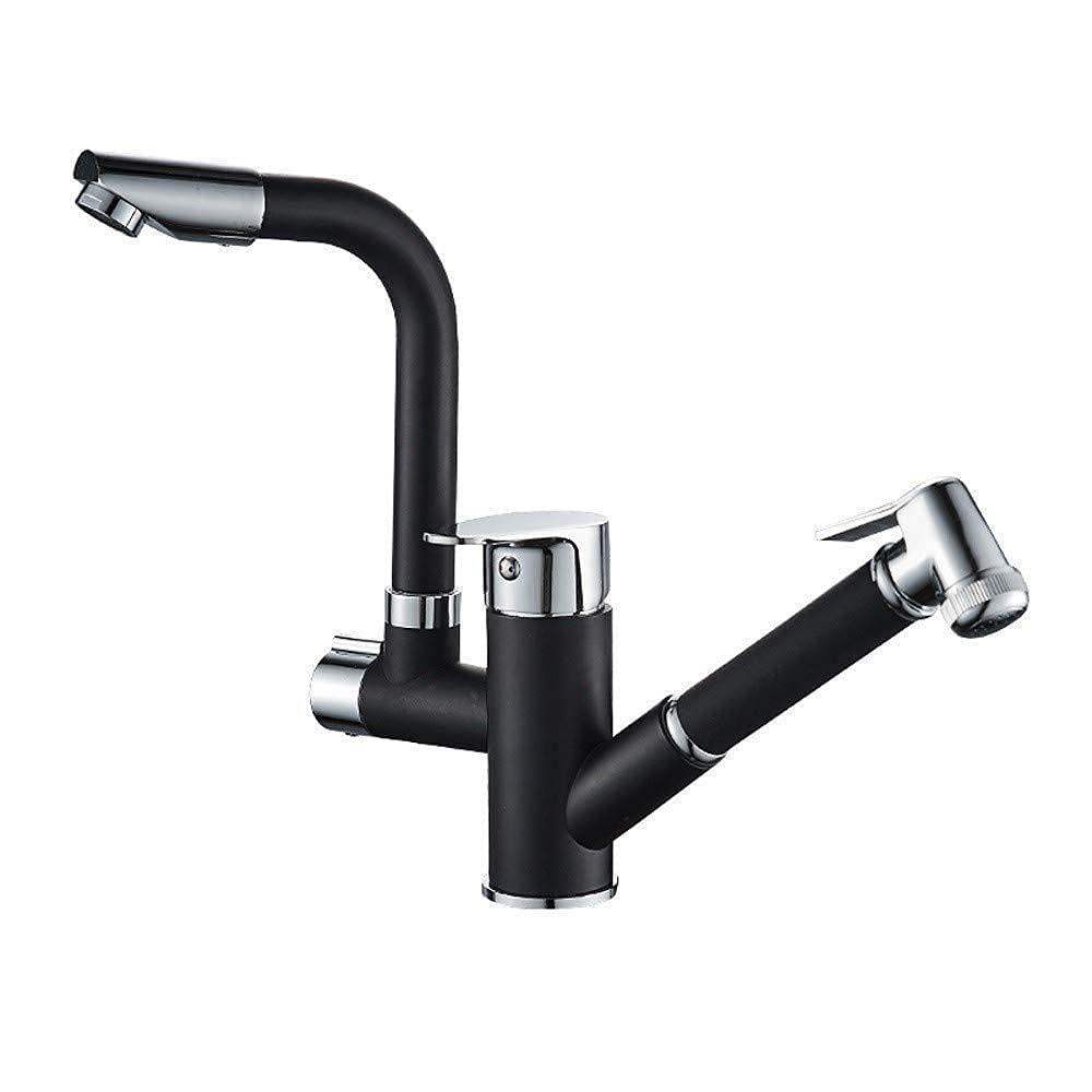 360deg; Swivel Spout Kitchen Sink Mixer Taps Kitchen Tap With Pull Out Hand Spray Single Lever Faucet，JiumuWang Allbronze Pull-out Kitchen Tap Cold Heat Water Sink Faucet Kitchen Faucet Adju