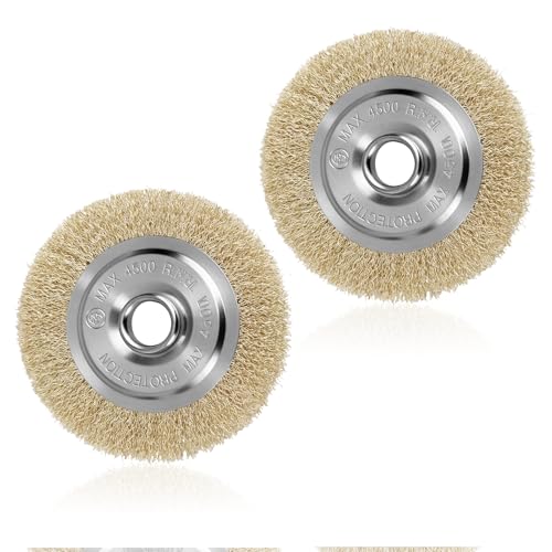 RAC814 Wire Brush Replacement 2pcs, 115mm with Arbor Hole for RY18PCA-0 OPC1800 OPC1815 EFB 400/401 More Cleaning Rust Joint Debris for Ryobi Patio Cleaner Wire Wheel Brush (16mm*10mm)