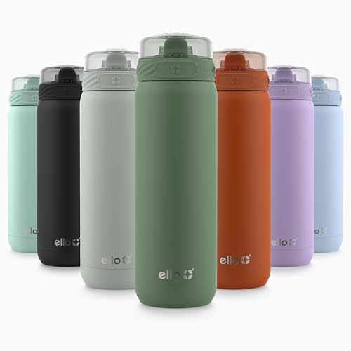 Image of Ello Cooper 22oz Stainless Steel Water Bottle Vacuum Insulated with Straw and Carry Handle, Leak Proof Locking Lid with Soft Silicone Spout, Fits Car Cupholder, Dishwasher Safe, Acorn Squash