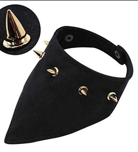 BlkWhtLabel Dog Bandana Black Cotton with Funky Gold Studs Girl Dog Bandana boy Dog Bandana Collar Dog Bandana Large Dog Bandana Medium cat Dog Bandana Birthday Cotton Bandanas Handkerchiefs Scarfs