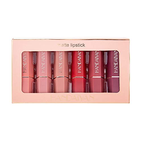 JUNKAI 6 PCS Matte Liquid Lipstick Set Waterproof Long Lasting Birthday Edition Durable Liquid Lipgloss Beauty Cosmetics Makeup Set