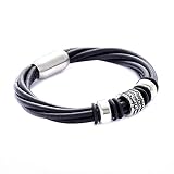 DonDon Herren-Armband Leder schwarz Magnetverschluss 22 cm