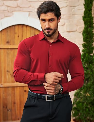 COOFANDY Men's Muscle Fit Dress Shirts Wrinkle Free Long Sleeve Button Down Shirt Stretch Business Shirt3