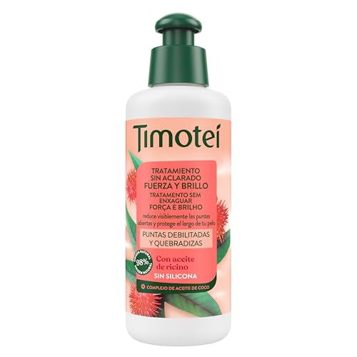 Timotei Acondicionador Sin Aclarado Fuerza y Brillo 160ml | Acción Antirrotura | Reduce Puntas Abiertas | Con Aceite de Coco y Ricino | Cabello Más Fuerte, Suave y Brillante | Sin siliconas