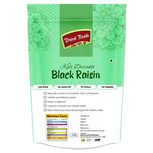 Image of Dried Treats Premium Fresh Raisins (Black Raisins /Kali Darakh, 600Gm)