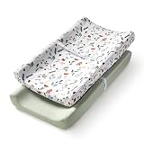 TILLYOU Changing Pad Cover Set in Soft Jersey Material - Fits 32"/34''x16 Contoured Pad for Babies, Forest Floral
