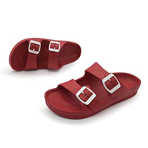 Image of Luffymomo Women's Eva Double Buckle Slides Sandals | Soft Footbed Adjustable Slip on Sandals, Comfortable Summer Beach
