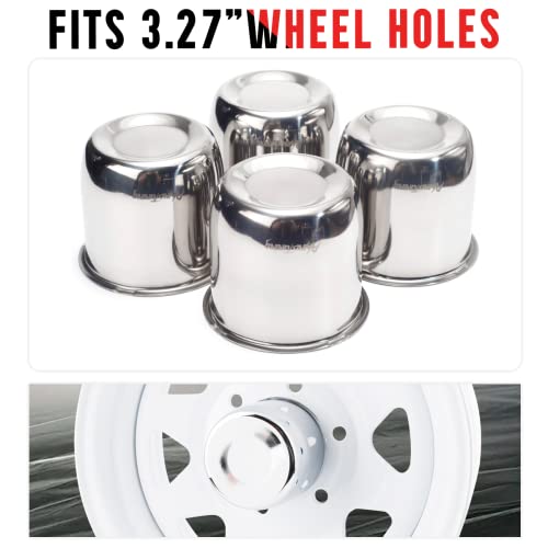 Rtrhinotuning 3.27In Wheel Center Caps Stainless Steel Push Through Cover For Truck Trailer Wheel Rims Set Of 4 #TOP3