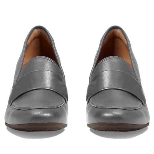Image of SHODENSE Women Chunky Kitten Heel Pumps Shoes Round Closed Toe Slip On Suede Penny Loafers Matte Block Mid Heels Dress Loafer Almond Toe Comfort Oxford Shoes Office Work Classic Elegant 4-11 M US