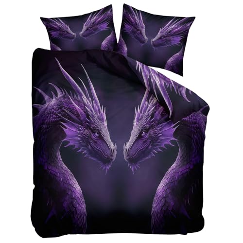 Housse de couette 160x200 violette sans repassage zippée - 4