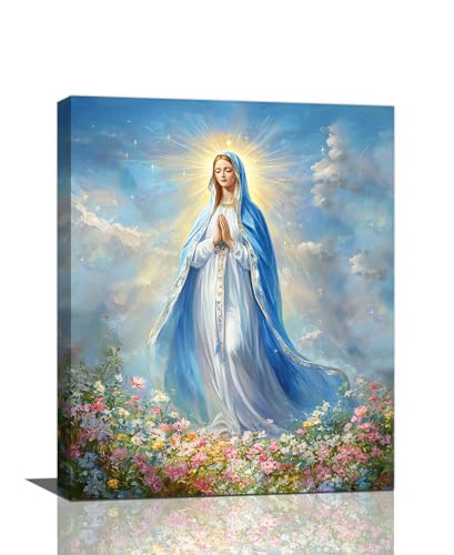 Trulave Virgin Mary Wall Art Christian Catholic Pictures Canvas Decor 20x16