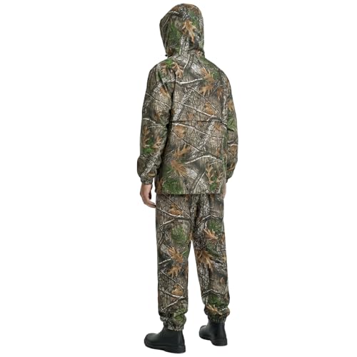 Image of LOOGU Men's Rain Suit - Rain Gear for Men Waterproof, Lightweight Rain Coat, Breathable Mens Rain Jackets Hood and Pants