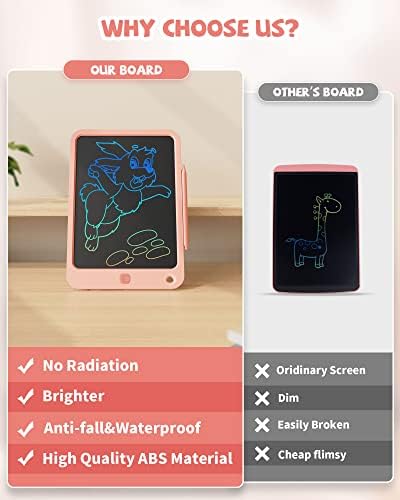 LCD Writing Tablet 10 Inch, Colorful Electronic Doodle Board Drawing Tablet, Memo Board, Drawing Pads with Lanyard, Travel Educational Toys Gifts for Kids Toddlers Age 3 4 5 6 7 8 9 Years Girls(Pink