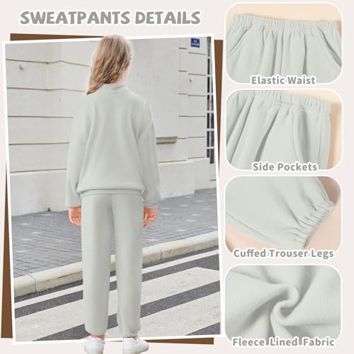 Image of U.nikaka Girls Clothing Sets Half Zip Sweatsuit Outfits Sweatshirt and Sweatpants Fleece Pullover Joggers Set with Pockets
