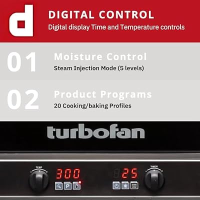 Moffat Turbofan Full Size Countertop Electric Convection Oven, Single Deck, Digital Control, 208v/50/60/1ph