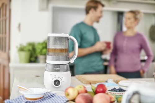 Philips Avent - Robot cuiseur vapeur-mixeur 4 en 1 pour bébé, cuisez à la vapeur, mixez, décongelez, réchauffez, passe au lave-vaisselle, modèle SCF883/01