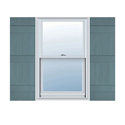 Ekena Millwork Lifetime Vinyl LJ4S14X06700WB Standard Four Board Joined, Board-n-Batten Vinyl Shutters, w/Installation Shutter-Lok's & Matching Screws (Per Pair), 14"W x 67"H, Wedgewood Blue