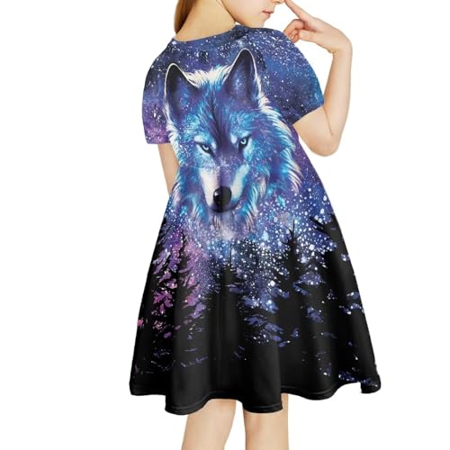 Renewold Kids Dress Girls Dresses Casual Short Sleeve Skater Dress for Size 3-14 Years Old3