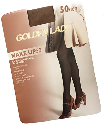 GOLDEN LADY Medias mujer Make Up 50 DEN – Paquete de 3 pares – Básico, mate, cubriente con costuras confort, Negro , M