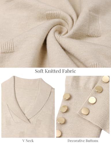 VIMPUNEC Womens Long Sleeve V Neck Sweaters Trendy Lightweight Pullover Fall Knit Jumper Tops4