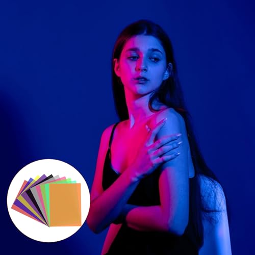 20 STK Farbfolien Gel Filter Film, Farbkorrektur Gel Lichtfilter, Bunte Transparente Farbfilterfolie Filterblätter, Farbige Fensterfolie für Scheinwerfer Fotografie Foto Studio LED(10 Farben)