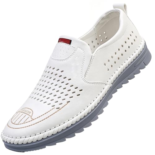 Mocasines de malla hechos a mano para hombre con elegantes detalles de cuero