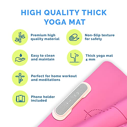 Coolu Innovative Yoga Mat For Home Workout And Outdoor Exercises - Non-Slip Thick Yoga Mat For Fitness, Pilates, Stretching - Eco Friendly Pink Yoga Mat For Working Out For Women And Men #TOP2