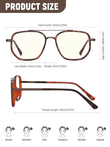Image of kimorn Blue Light Blocking Aviator Glasses for Women Men | Clear Lens, TR90 Metal Frame, UV400, Office Gaming