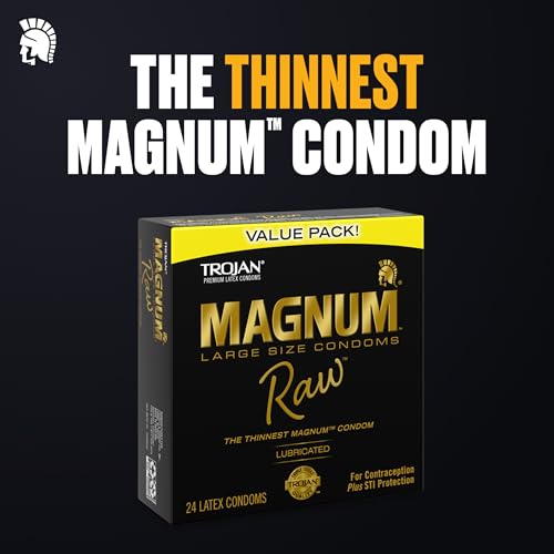 Image of TROJAN Magnum Raw Large Size Thin Condoms, Magnum Condoms, 24 Count