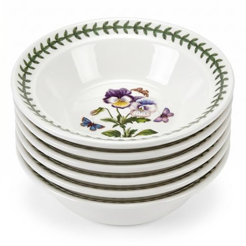 Image of Portmeirion Botanic Garden Oatmeal /Soup Bowls, Set of 6 Assorted Motifs