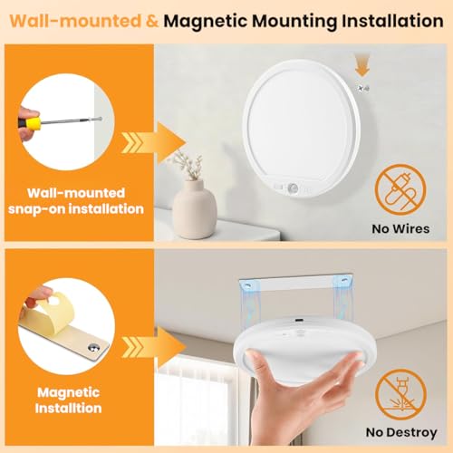 Image of ELEPHANTBOAT Motion Sensor LED Light, 7'' Round LED Wall Lamp with Remote Control, 3 Color Temperatures & 5 Brightness Levels Sensor Light for Home Indoor, Living Room, Balcony, Stairway