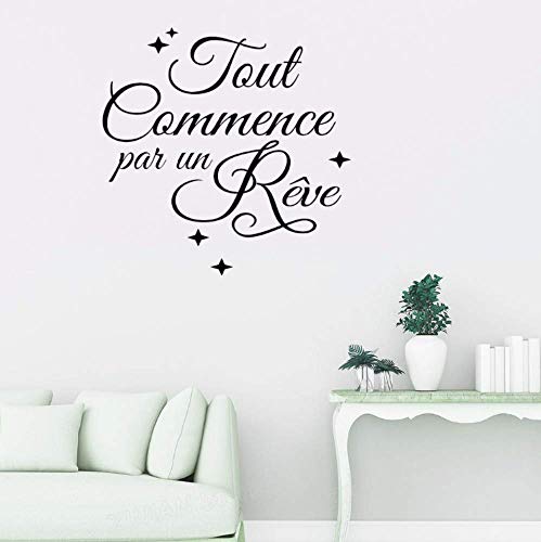 Tout Commence Par Un Reve Stickers Muraux Décor À La Maison Chambre Salon Français Citation Inspirante Sticker Mural Pour Bureau Z788 42 * 42 Cm