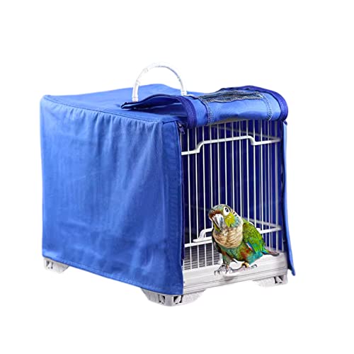 MANON ROSA Bird Cage Cover Parrots -Portable Lightproof Waterproof for Different Portable Cages- Ideal for Parakeets Lovebird Cockatiel Conures (Blue,Horizontal Single Handle)