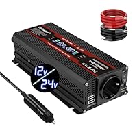Yinleader 2000W Wechselrichter 12V/24V auf 230V KFZ Spannungswandler mit LCD Display 1 EU Steckdose und 2 USB-Ports KFZ Inverter mit Zigarettenanzünder für LKW, Auto, Wohnmobil, Camping