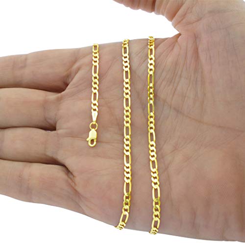 Nuragold 14K Yellow Gold 3.5Mm Figaro Chain Link Bracelet Or Anklet, Womens Mens Jewelry 7" 7.5" 8" 8.5" 9" #TOP4