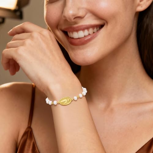 Laeclily Gold Bracelets for Women Dainty Cross Bracelet Stackable Trendy Bracelets 14K Gold Plated Jewelry Sets Christian Gifts for Women — view 3