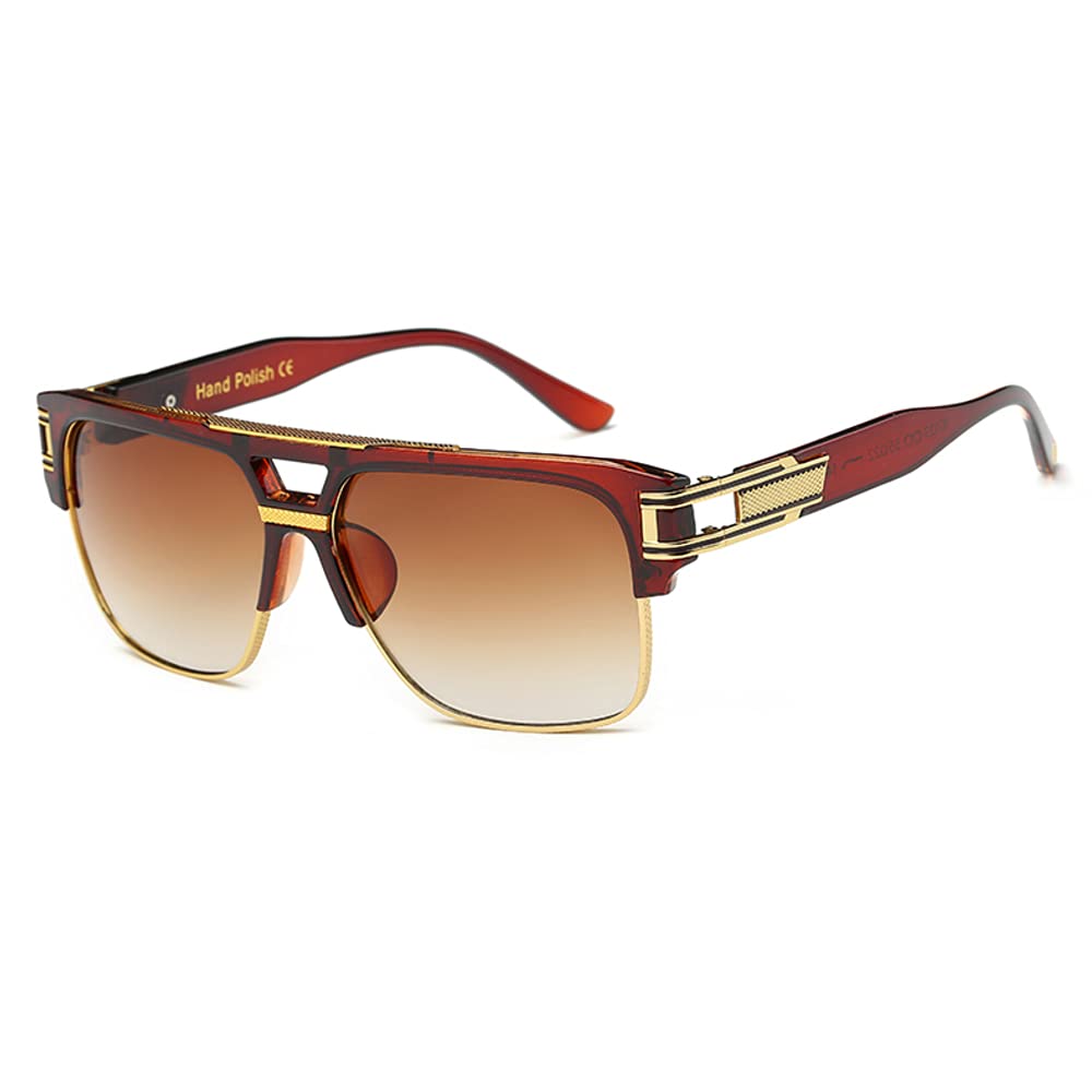 Freckles Mark 70s Retro Sunglasses Mens Womens Trendy Square Gold Metal Sun Glasses Punk Gangster Style