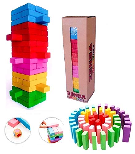 METRO TOY’S & GIFT 54 Pcs 1 Dice Challenging Color Wooden Blocks Tumbling Stacking Zenga Game for Adults and Kids Toy Review India (Iknoor World )