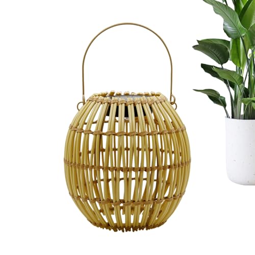 Faroles Solares - ABS & Hierro | Luces Colgantes Impermeables Exterior, Lámpara Solar Decorativa Ratán Brillo Cálido, Farol Jardín & Patio Para Patio, Porche, Cerca, Terraza, Césped, Árbol, Sendero, N