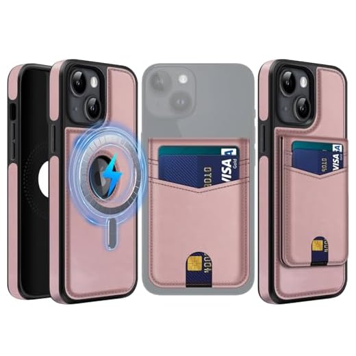 MOBESV 2-in-1 Magnetisch Handyhülle für iPhone 14 mit Wallet Ständer, Lederhülle kompatibel mit MagSafe, Elegant Hülle mit Kartenhalter, Rosa
